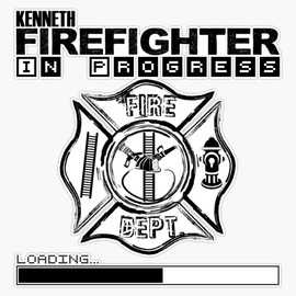 Kenneth | Firefighter in Progress | Future Firefighter | Black Text Sticker Bumper Sticker Vinyl Decal 5"