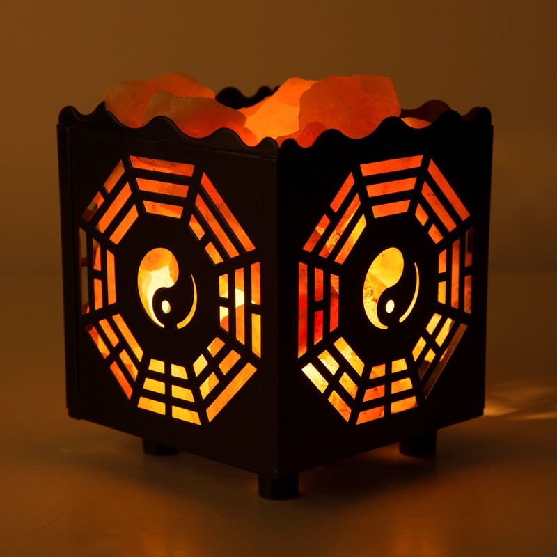CRYSTAL DECOR Himalayan Pink Salt Lamp Basket & Dimmer Cord