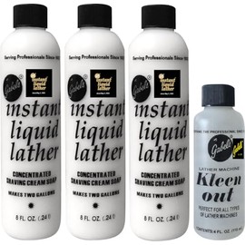 Instant Liquid Lather 8oz Concentrated Gabel's shaving soap (3) for Lather Machine and Kleen out 4oz (1) Authentic Manufacturer Direct with black logo.
