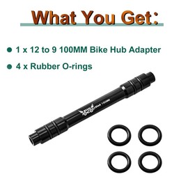 MUQZI Bicycle QR Adapter 12 to 9mm Front Wheel Hub Adapter 100mm Thru Axle Hub Quick Release for Mountain Road Bike, Black