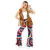 Womens 70s Hippie Flares Costume Rainbow Swirl Psychedelic Flared Trousers