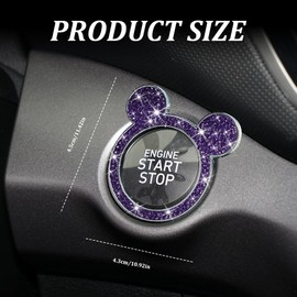 QZTYTY Bling Car Engine Start Button Cover, Push Start Button Cover, Car Crystal Rhinestone Engine Start Ring Stickers, Bling Decor Car Emblem Sticker Car Accessories for Women Girls (Purple, 2PCS)