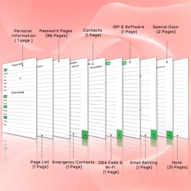 Spiral Password Book with Alphabetical Tabs, A6 Small Password Logbook, Portable Password Book for Seniors, Password Organizer for Internet Website Login Detail, A-Z Alphabetical Notebook, Pink