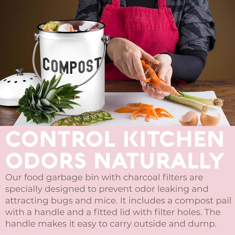 EPICA Countertop Compost Bin Kitchen | 1.3 Gallon | Odorless