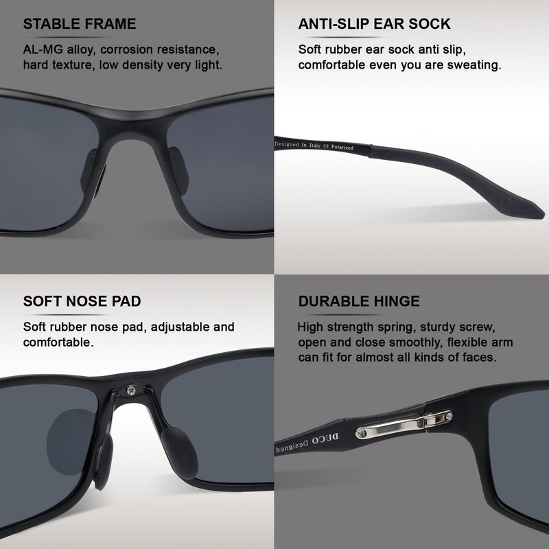 DUCO 8201 Men's Polarised Sports Glasses Driver's Glasses Al-Mg Metal