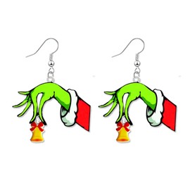 WCRAZYE Christmas Earrings for Women Girls Funny Cute Acrylic Christmas Santa Jingle Bell Bow Tree Dangle Drop Holiday Earrings Xmas Party Favors Decor Accessories (Christmas Bell)
