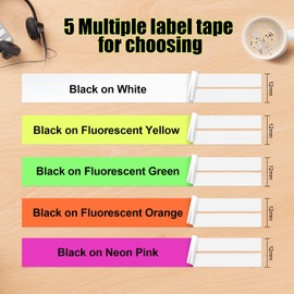 5 Pack Compatible with Dymo Letratag Refills Replacement for Dymo Label Maker Refills 12mm x 4m(1/2" x 13') Colored Plastic Label Tape for Letra Tag LT 100H 100T QX50 Handheld Label Maker Tape Refill