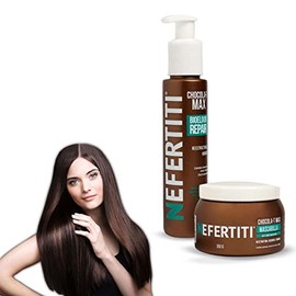 Nefertiti Kit Mascarilla Doble Keratina  Bioelixir Nefertiti Chocola-T Max Tratamiento para el Cabello Severamente Daado y Procesado, Revitaliza y... 