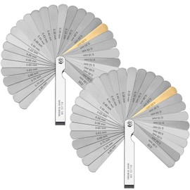 TraderPlus 2pcs 32 Blades Stainless Steel Feeler Gauge Dual Marked Metric and Imperial Gap Measurement Tool(0.0015-0.035 inch/ 0.04-0.88mm)