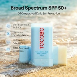 TOCOBO Cotton Airy Sun Stick SPF 50 Broad Spectrum Korean Matte Sunscreen Stick for Face - Travel Size Sebum Control Sunblock -Vegan, Lightweight, 0.6