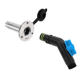 Aquor RV City Water Inlet, Quick Connect RV Water Inlet Replacement for Motorhome, Camper, and Trailer, Stainless Steel Flush-Mount, Black Cover, ½” NPT (f) x ¾” GHT (m)