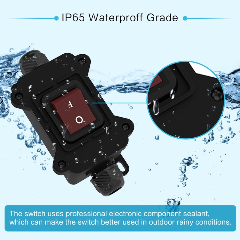 lcocove JD IP65 Waterproof Inline Cord Switch 30A 4Pin 2