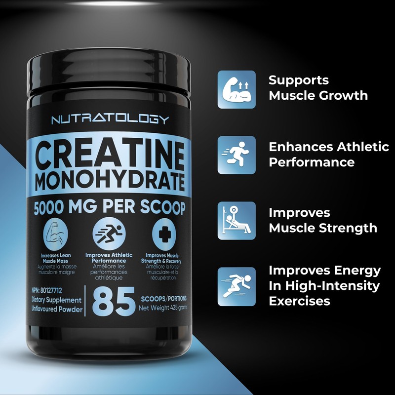 Creatine Monohydrate Powder 425g - For Increased Muscle Growth &
