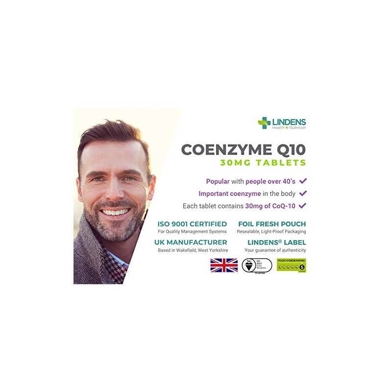 Lindens Coenzyme Q10 30mg - 120 Tablets- Popular for Statin