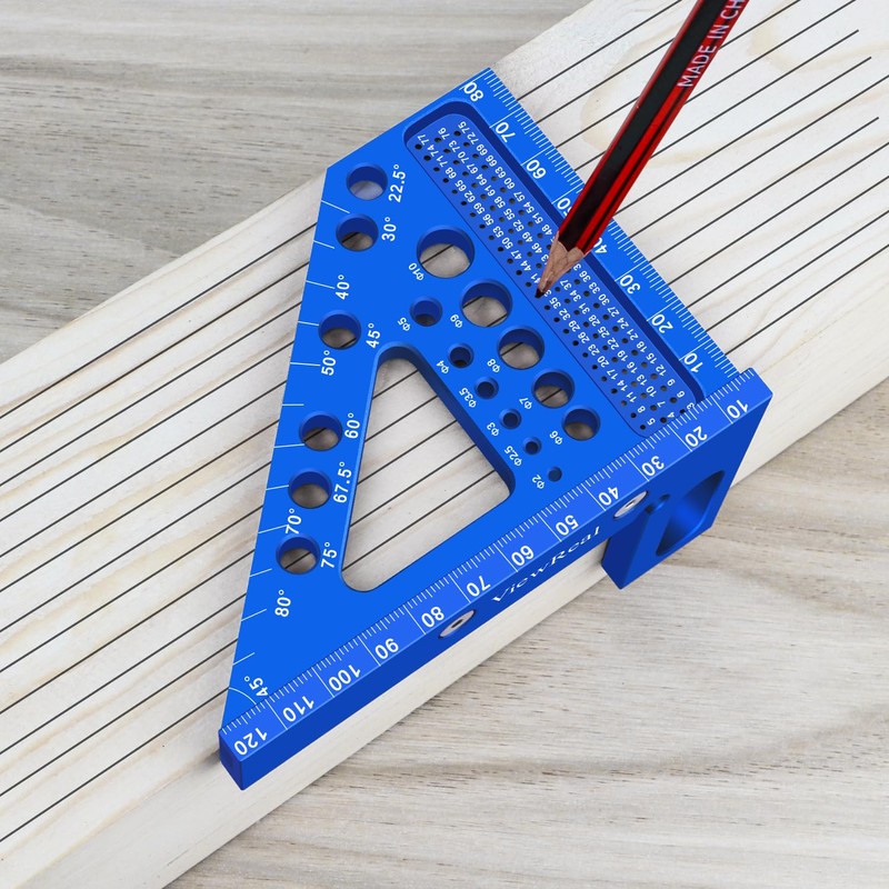ViewReal Aluminum Carpenter Square with 3D Multi-Angle Layout Measuring Ruler