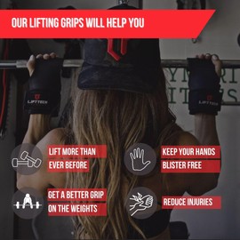 Lift Tech Fitness Women's Rubber WW Armor Pads (Pair of 2) - Weight Lifting Grips for Women - Gym Grips with Wrist Wraps - Rubber Hand Grips for Weight Lifting - Lifting Grips Women - Black