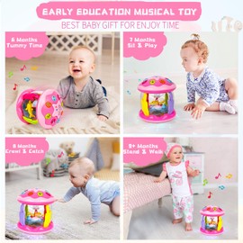 m zimoon Spielzeug 6 Monate Plus, Baby Light Up Spielzeug mit Musik, Sensorisches Spielzeug für 1 2 3 Jahre alte Jungen Mädchen, Musikalisches Spielzeug 12-18 Monate Krabbeln Lernen Geschenke,Rosa