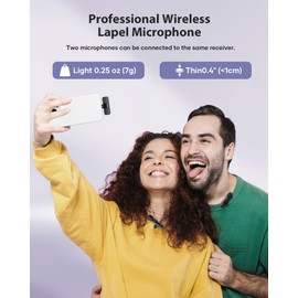 KUKIHO Wireless Lavalier Microphone for Phone Pad, Cordless Omnidirectional Clip Mic, Plug-Play Microphone for Interview Video Podcast Vlog YouTube(B17)