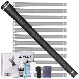 KNLY 360 Golf Grips Set of 13- Soft Rubber Golf Club Grips，Anti-Slip & High Traction，Grips with Tapes and Grips with Full Regripping Kit for Choice. (Standard, Black-Pro Kit(13 Grips with All Repair