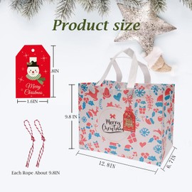 Agrifilm 10PCS Large Christmas Gift Bags,Christmas Tote Bags for Gift, Reusable Holiday Gift Bags with Handles, Multifunctional Non-Woven Christmas Bags for Holiday Xmas Event Party (colourful)