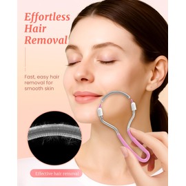 ASADAYS Facial Hair Remover Spring Tool - Precision Threading Device for Upper Lip Chin & Cheeks - Portable Stainless Steel Design for Women (Blue & Pink)