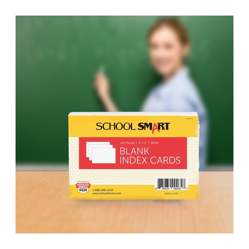 School Smart Unruled Index Cards, 4 x 6 Inches, White,