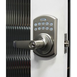 Lockey E-995 E Digital Series Keyless Entry Single Cylinder Electronic Door Lever with Key Override and Remote - Satin Nickel