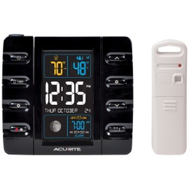 AcuRite 13020 Intelli-Time Projection Alarm Clock with Temperature and USB Charging , Black