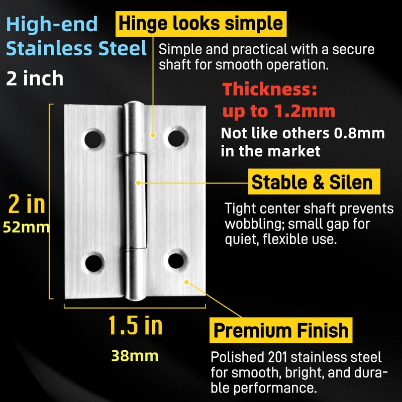 20 PCS 2 inches High-end Stainless Steel Mini Small Hinges