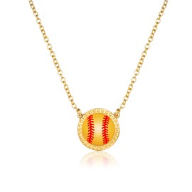 Semoya Gold Softball Necklace for Women Girls, Softball Themed Mom Pendant Chain Jewelry Player Mothers Day Graduation Gifts Ideas Teen Teenage Kids Girl Age Softball Accessories Stuff Things