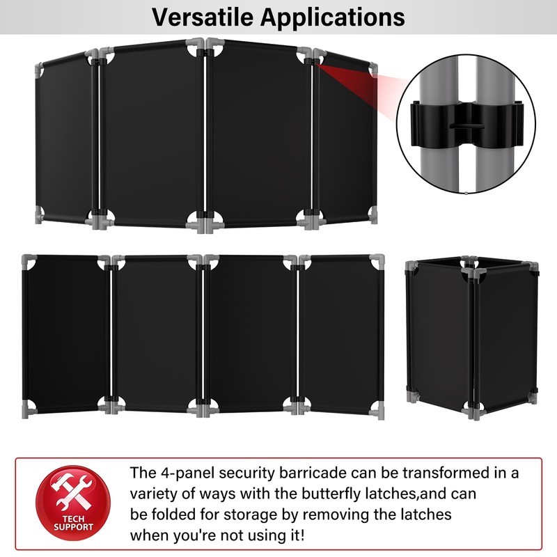 4 Panels Safety Barricade,7.8FT Removable Foldable Security Gates Barrier with