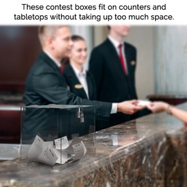 Marketing Holders 12 Inch Locking Ballot Box Clear Acrylic Square Cube Top Locking See Through Countertop Contests Entry or Collection Bin