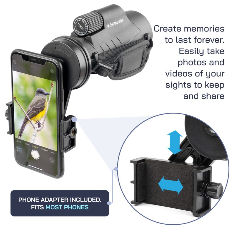 Omano Smithsonian 12x50 Monocular Telescope with Smartphone Adaptor – Monoculars