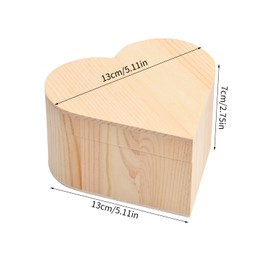Pack of 2 Wooden Boxes with Lid, Small, 13 x 13 x 7 cm, Unpainted Wooden Box, Heart-Shaped Wooden Box, Decorative Jewellery Box, Natural Wood, Gift Box, Wooden Box for DIY Painting, Gift, Wedding