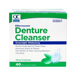 Quality Choice Denture Cleanser Overnight Whitening 40 Tablets Each (6 Pack)