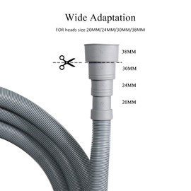 Quanerba Universal Drain Hoses 1 m/2 m/3 m for Washing Machines, for Dryers, Drain Hose, Dishwasher with 1 Adapter, 4 Hose Clamps, 1 U-bend Hose Holder (1 M)