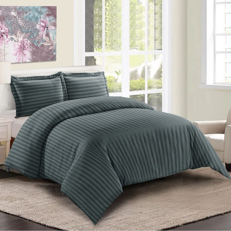 Imperial Rooms Single Duvet Cover Set Reversible Stripes Satin Bedding
