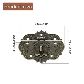 uxcell Hasp Clasp Latch Lock, 71 x 53mm Decorative Retro Toggle Latch Zinc Alloy Hasp Lock for Jewelry Box Suitcase Toolbox Wooden Case, Bronze