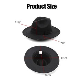 Happyupcity Black Classic Wide Brim Fedora Hat Felt Panama Jazz Dress Hat for Women Men