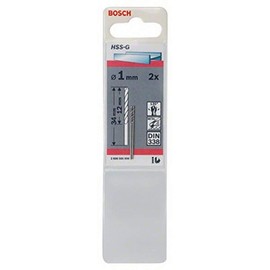 Bosch 2608585906 Din338 HSS-G Metal Drill Bit, 1.0mm x 12mm x 34mm, Silver, Pack of 2