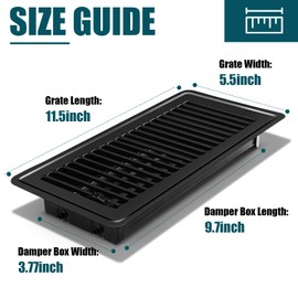VOISEN Floor Register 4x10, 2 Pack Black Floor Register Vents,Heavy Duty Steel Walkable Floor Vents,Vent Covers for Home Floor