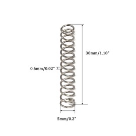TA-VIGOR 10Pcs Compressed Spring, 5mm OD,0.6mm Wire Size,30mm Free Length Dual Extended Durable Dual Hook Tension Spring for Furniture Screen Doors Repair Projects