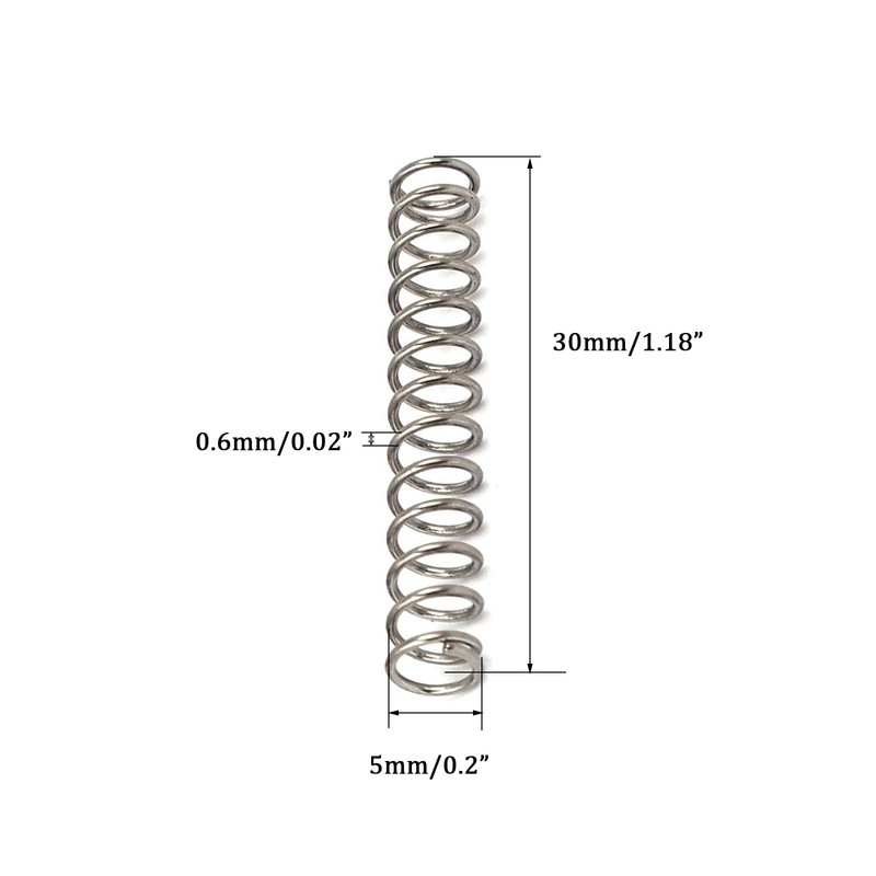 TA-VIGOR 10Pcs Compressed Spring, 5mm OD,0.6mm Wire Size,30mm Free Length