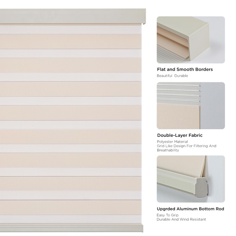 Joydeco Cordless Zebra Blinds (Pro), Dual Layer Light Control Zebra