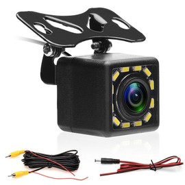 CAMECHO Car Reversing Camera with Super Night Vision IP68 Waterproof Rear View Camera 170° Wide Angle 12 LED Night Visions+6M Video Cable