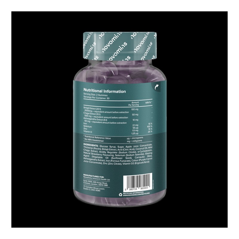 Novomins Shialajit 30 Strawberry Flavoured 60 Gummies