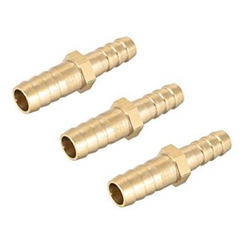 sourcing map Hose ID Brass Reducer Barb Hose Connection Adapter 10 mm x 8 mm Barb (Pack of 3)
