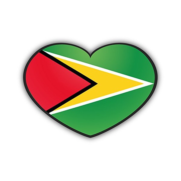 Guyana Glossy Heart Flag Sticker | Car Bumper, Laptop, Water