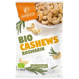Landgarten Bio Chashews mit Rosmarin | Nüsse mit mediteranen Rosmarin und Meersalz | 50 g (1er Pack)