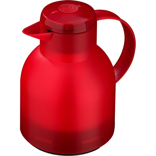Emsa 504232 Samba vacuum jug (1 liter, quick press closure, 12h hot, 24h cold) red